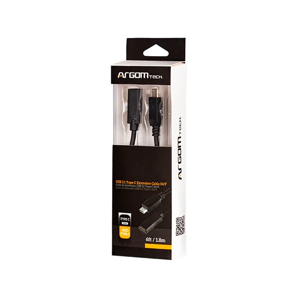 Alternative view of Cable USB-C Argom Macho-Hembra ARG-CB 0064 1.8 Metros Negro