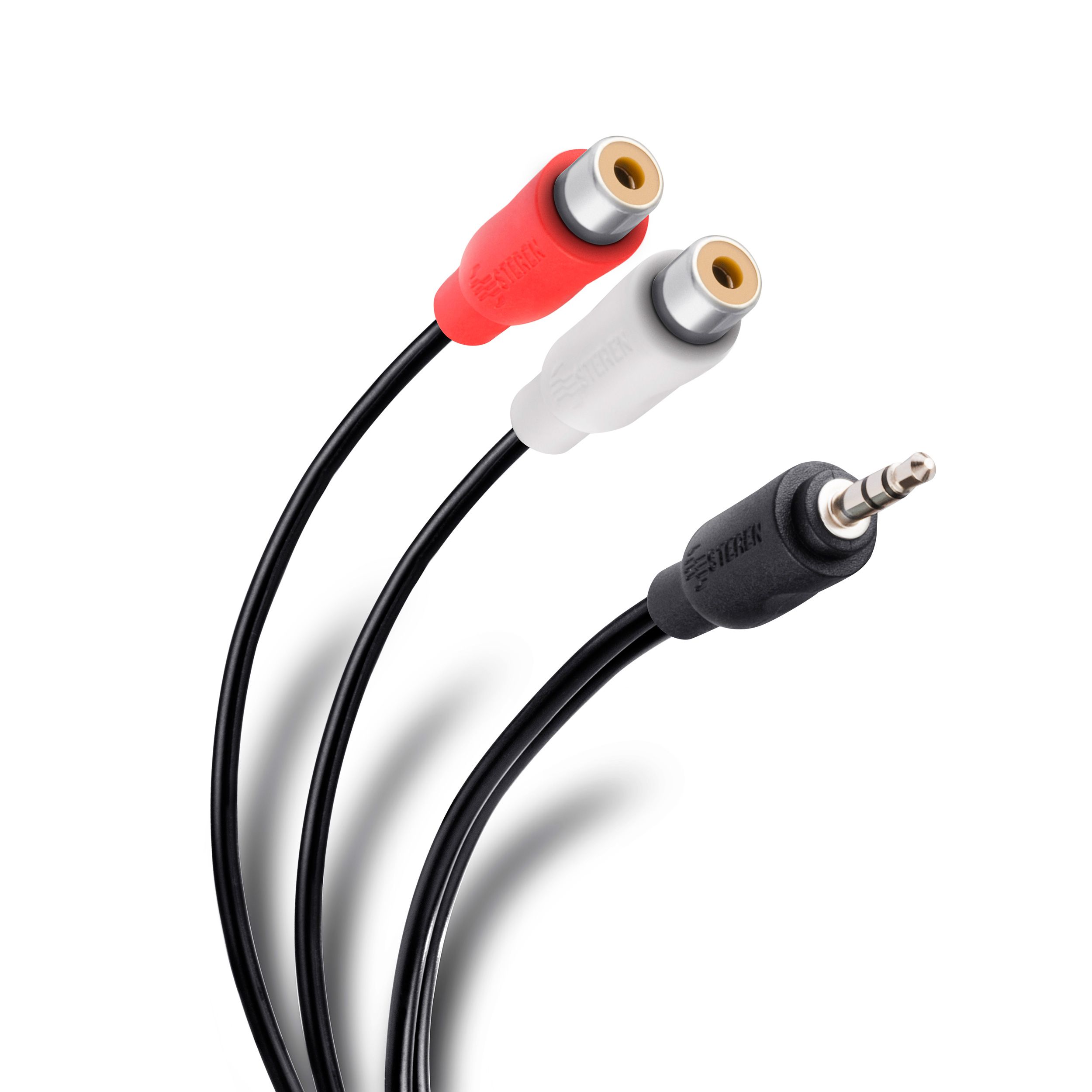 Cable 2 Jacks RCA a plug 3.5 mm de 15 cm, ultra delgado 255-038