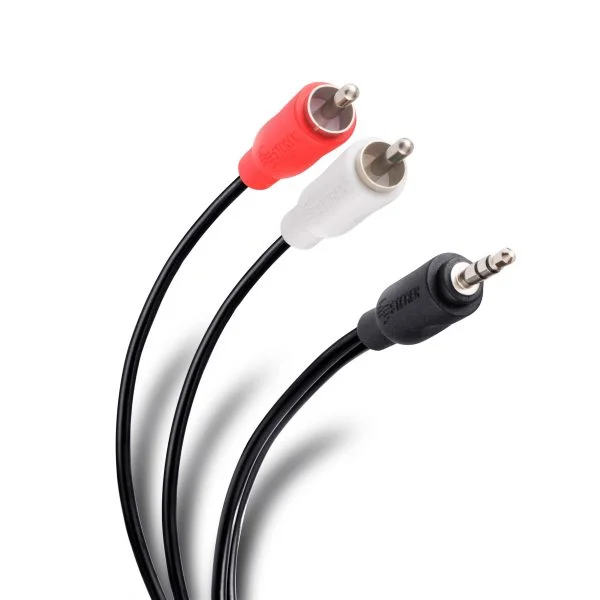 Cable plug 3,5 mm a 2 plug RCA de 1.8m, ultra delgado 255-045