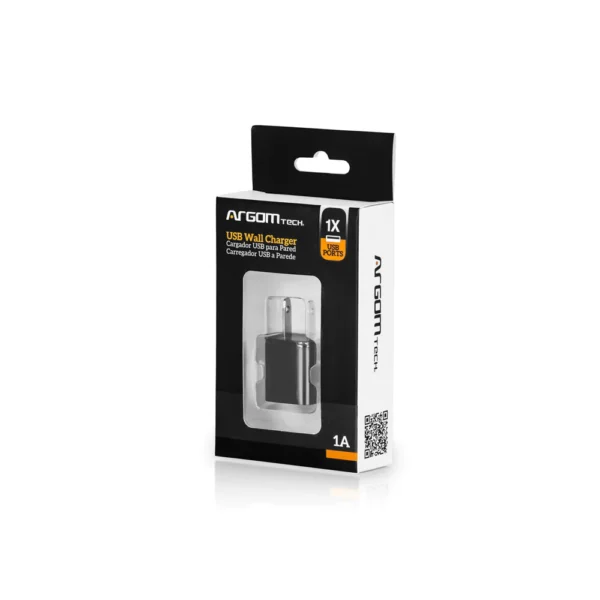 Alternative view of Cargador De Pared USB 1A ARGOM (Negro)