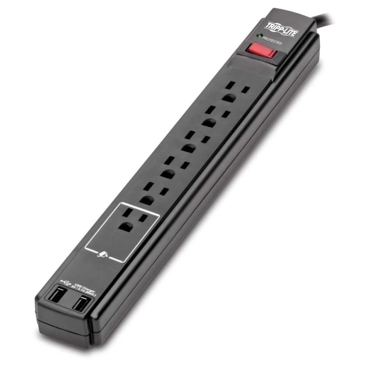 Supresor de Sobretensiones 6 Tomacorrientes + 2 USB - Imagen 1