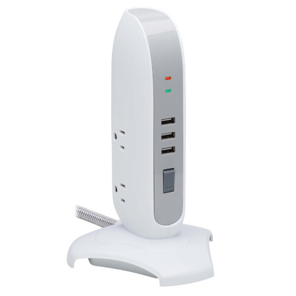 Protector contra sobretensiones Torre de 5 Tomacorrientes x3 Puertos USB