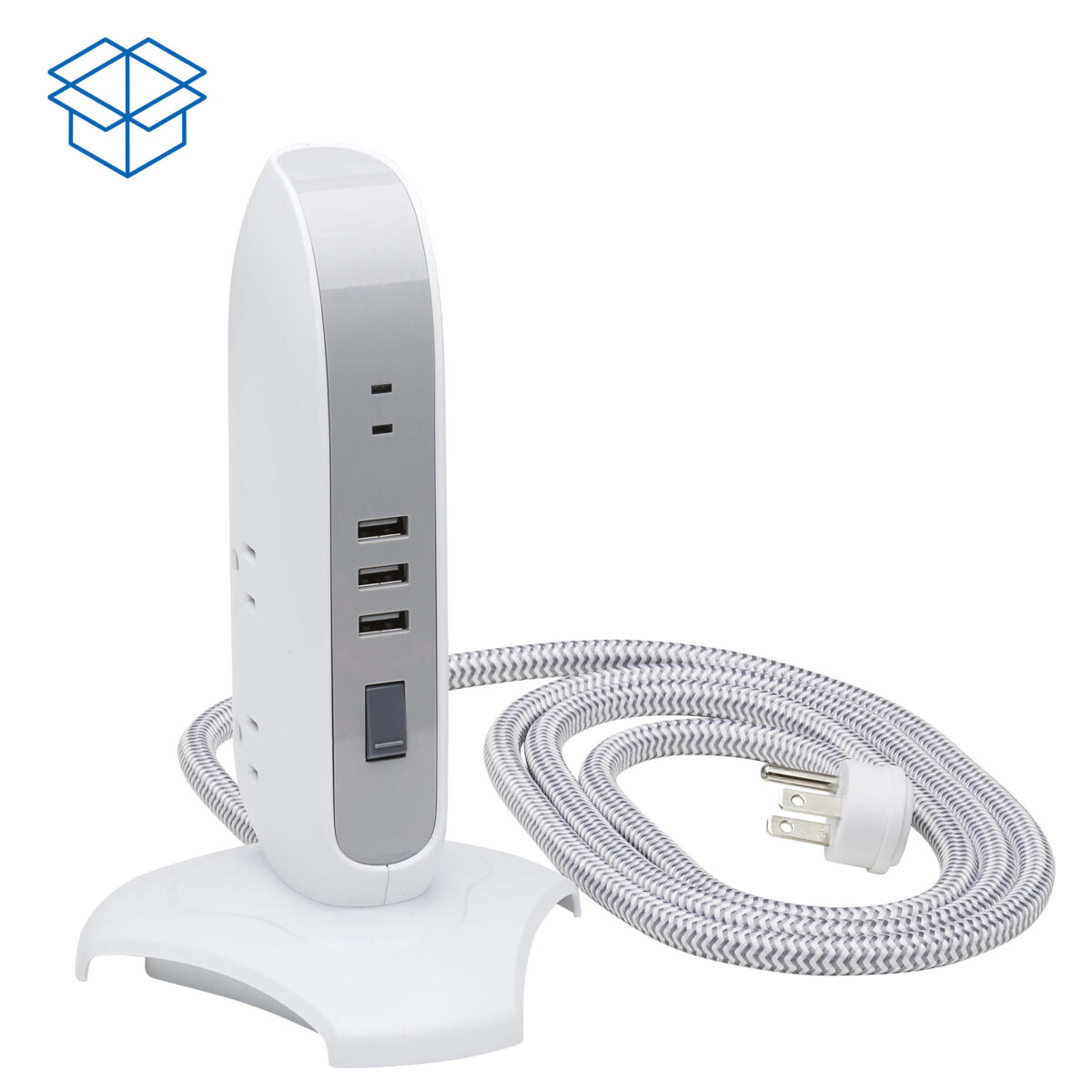 Protector contra sobretensiones Torre de 5 Tomacorrientes x3 Puertos USB - Imagen 2