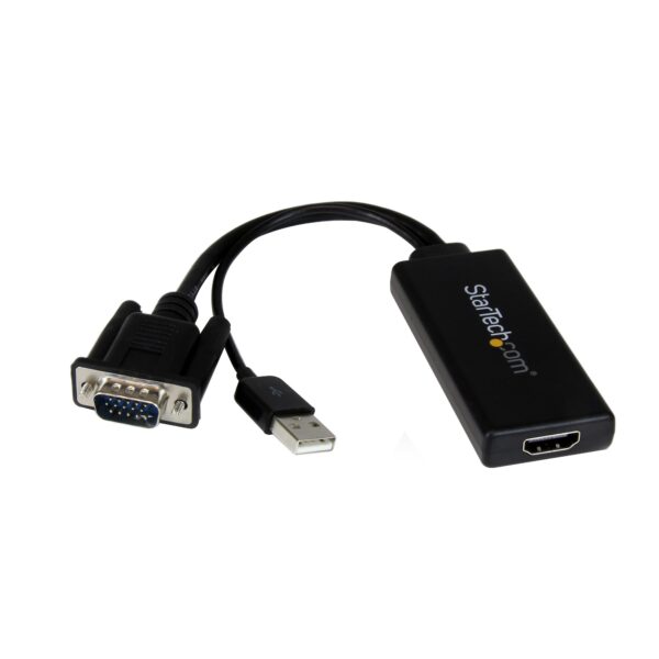 Adaptador VGA a HDMI con audio y alimentación USB – Convertidor VGA a HDMI portátil – 1080p