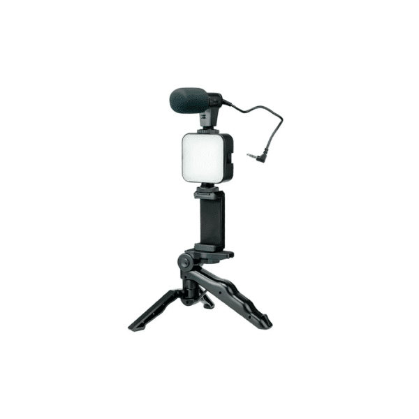 Trípode para Celular VTA+ Luz Led + Micrófono 3.5mm Negro
