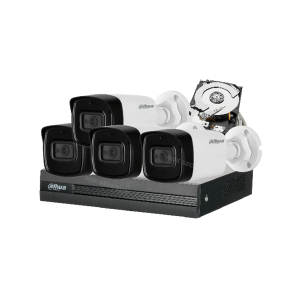 COMBO 4 CÁMARAS 1080P 80M IR CON AUDIO 500GB