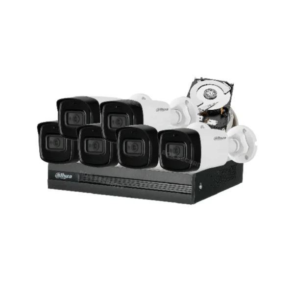 COMBO 6 CÁMARAS 1080P 80M IR CON AUDIO 1TB