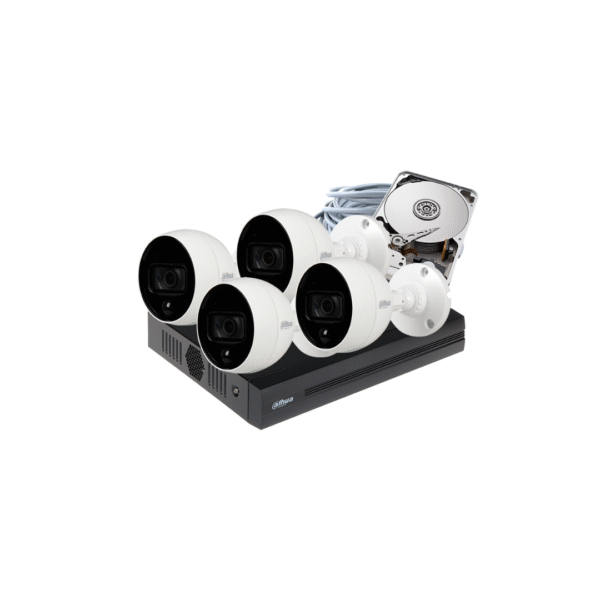 COMBO 4 CÁMARAS 1080P 20M IR DISUASIÓN ACTIVA 500GB
