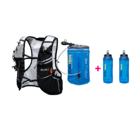 KIT COMPLETO, Chaleco Molvu Trail L + Bolsa hidratante 1.5L + Duo Soft Flasks 1L